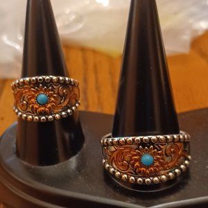 Sterling Southwestern Ring w Turquoise Stone Size 11